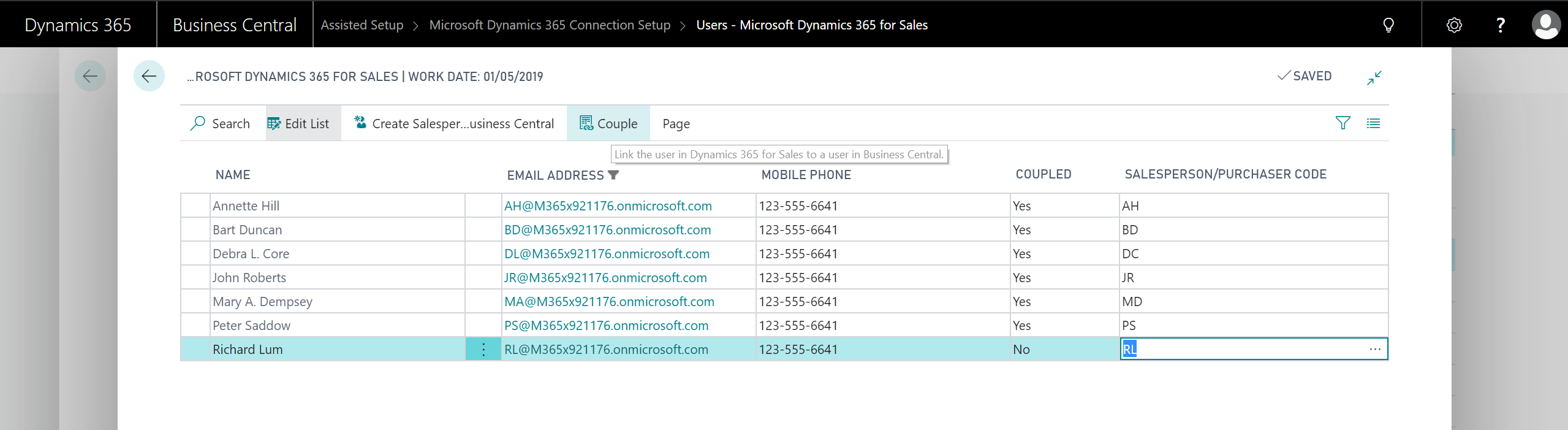 Coupling sales people to users in Dynamics 365 for Sales