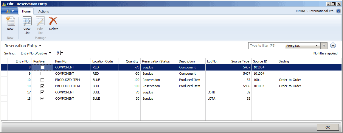 Order tracking entries in Reservation Entry table